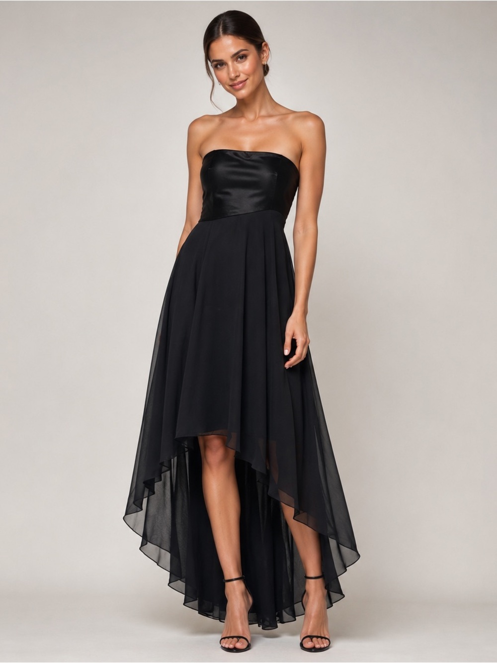 Jessica McClintock VINTAGE Strapless High Low Ruffle Formal Evening Dress Y2K